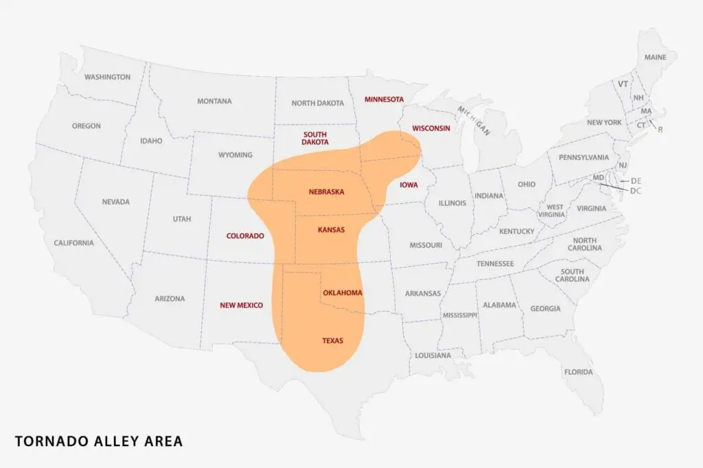 Map of Tornado Alley