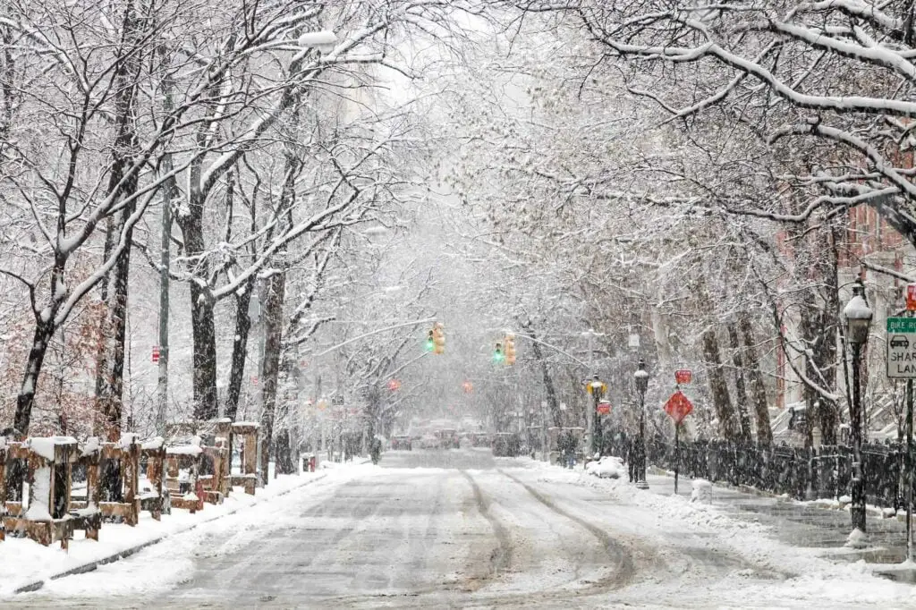 Une tempête de neige à Manhattan