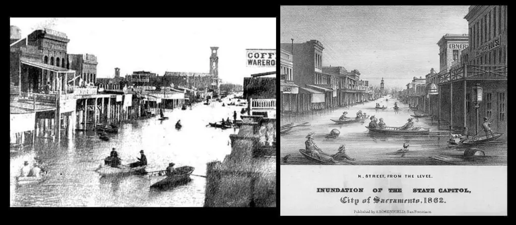 K street à Sacremento CA Inondation de 1862