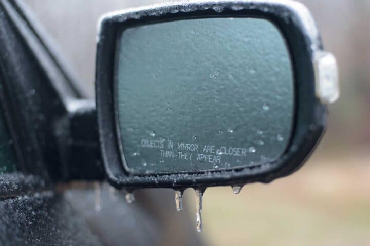 ice on car from freezing rain