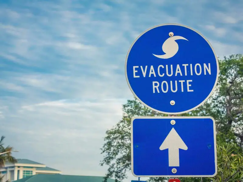 hurricane season evacuation route sign