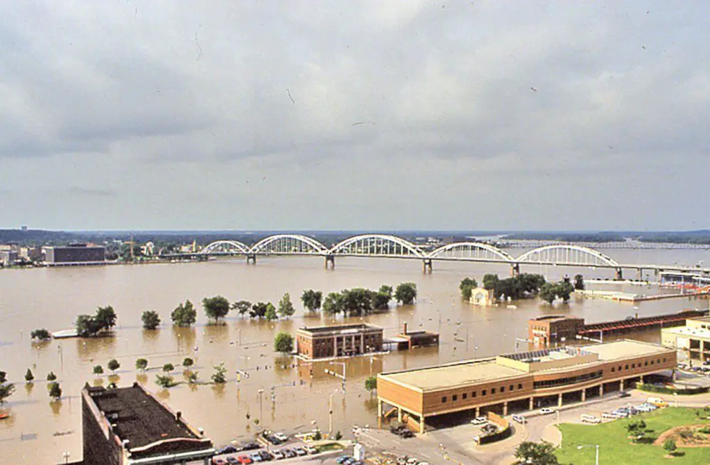 Innenstadt von Davenport Iowa Große Überschwemmung von 1993