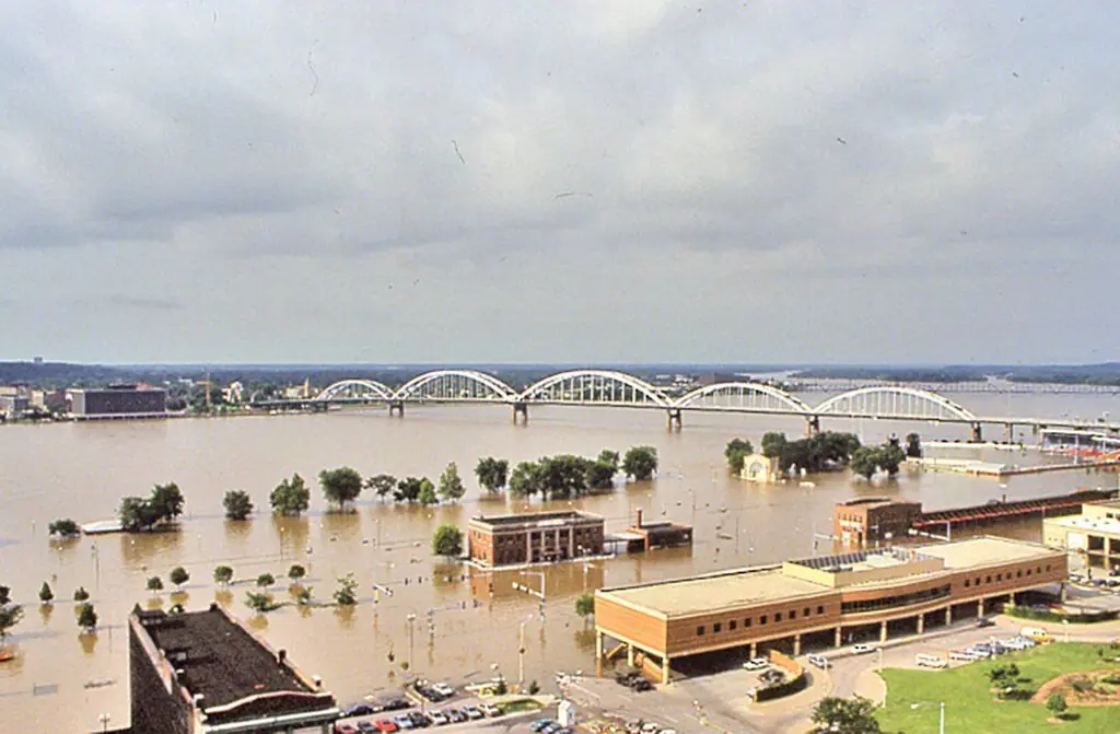 Centro de Davenport Iowa Gran inundación de 1993