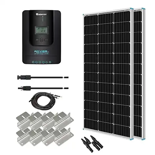 Starter kit per pannelli solari monocristallini Renogy da 200 Watt 12 Volt