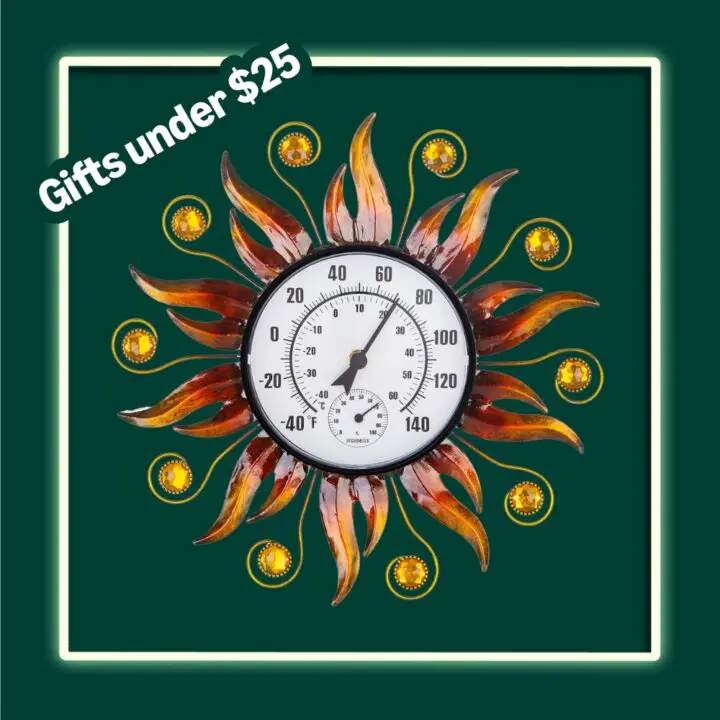 Sun-shaped wall thermometer under $25